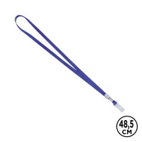 Шнурок для бейджа Deli, длина 48,5 см, силиконовый зажим, синий