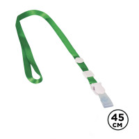 Шнурок для бейджа Brauberg, длина 45 см, съемный пластиковый клип-замок с петелькой, зеленый