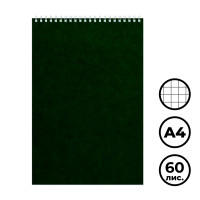Блокнот Альт Офис 1, А4, 60 листов, на спирали, в клетку, зеленый