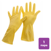 Перчатки для уборки OfficeClean Стандарт+, 1 пара, супер прочные, размер М, латекс, желтые