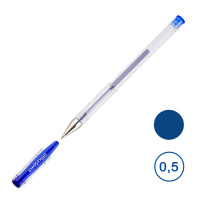 Ручка гелевая OfficeSpace, 0,5 мм, синяя, без резинового грипа, цена за штуку