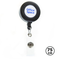 Держатель-рулетка для бейджей OfficeSpace, длина 75 см, петелька, с клипом, черный