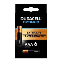 Батарейки Duracell Optimum мизинчиковые ААА LR03-6BL, 1.5 V, 6 шт./уп., цена за упаковку